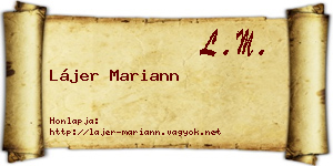 Lájer Mariann névjegykártya